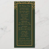 Gold Champagne Bubbles - groen en goud - bruiloft Programmakaart (Achterkant)