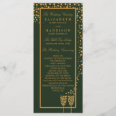 Gold Champagne Bubbles - groen en goud - bruiloft Programmakaart (Voorkant)