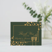 Gold Champagne Bubbles - groen & goud - Hartelijk Briefkaart (Staand voorkant)