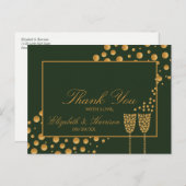 Gold Champagne Bubbles - groen & goud - Hartelijk Briefkaart (Voorkant / Achterkant)