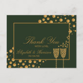 Gold Champagne Bubbles - groen & goud - Hartelijk Briefkaart (Voorkant)