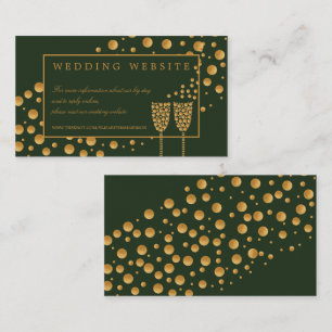 Gold Champagne Bubbles, groen/goudbruiloft Detail Informatiekaartje