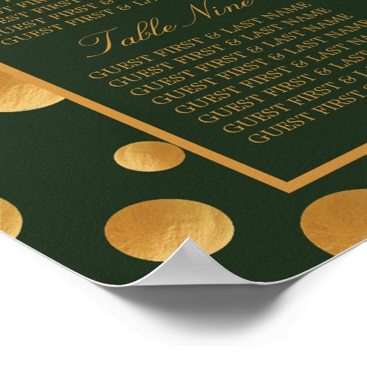 Gold Champagne Bubbles, Groene & goudzetkaart Poster (Hoek)