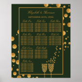 Gold Champagne Bubbles, Groene & goudzetkaart Poster (Voorkant)