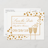 Gold Champagne Bubbles Weddenschap bewaart de datu Aankondigingskaart (Voorkant / Achterkant)