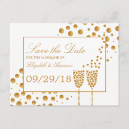 Gold Champagne Bubbles Weddenschap bewaart de datu Aankondigingskaart