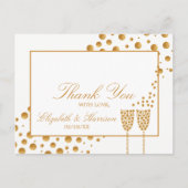 Gold Champagne Bubbles Weddenschap Hartelijk dank Briefkaart (Voorkant)