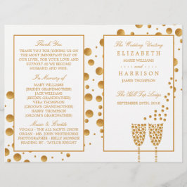 Gold Champagne Bubbles Wedding Bi-voudig Programma