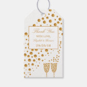 Gold Champagne Bubbles Wedding Cadeaulabel (Voorkant)