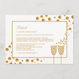 Gold Champagne Bubbles Wedding Detail Informatiekaartje