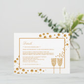 Gold Champagne Bubbles Wedding Detail Informatiekaartje (Staand voorkant)