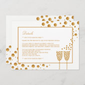 Gold Champagne Bubbles Wedding Detail Informatiekaartje (Voorkant / Achterkant)