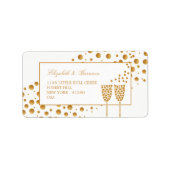 Gold Champagne Bubbles Wedding Etiket (Voorkant)