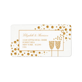 Gold Champagne Bubbles Wedding Etiket