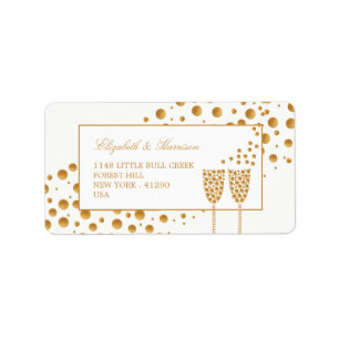 Gold Champagne Bubbles Wedding Etiket