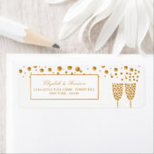Gold Champagne Bubbles Wedding Etiket (Insitu)