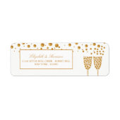 Gold Champagne Bubbles Wedding Etiket (Voorkant)