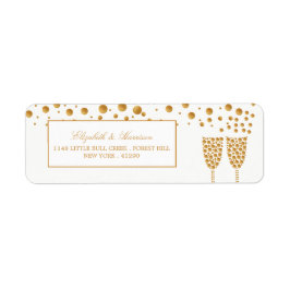 Gold Champagne Bubbles Wedding Etiket