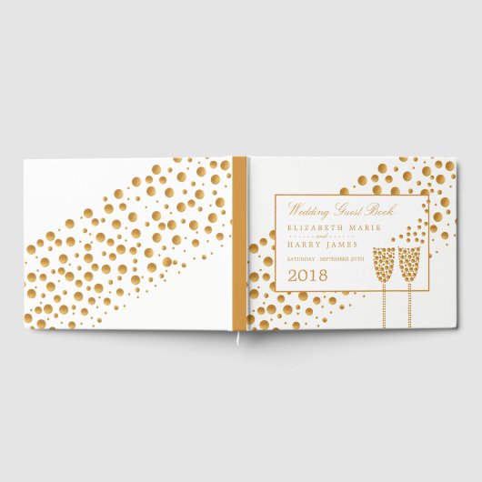 Gold Champagne Bubbles Wedding Gastenboek (Volledig)
