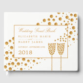 Gold Champagne Bubbles Wedding Gastenboek (Voorkant)