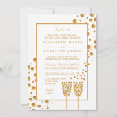 Gold Champagne Bubbles Wedding Kaart (Voorkant)