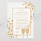 Gold Champagne Bubbles Wedding Kaart (Voorkant / Achterkant)
