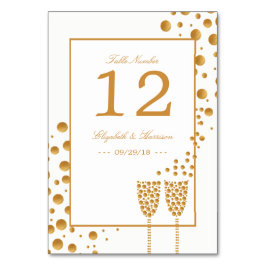 Gold Champagne Bubbles Wedding Kaart
