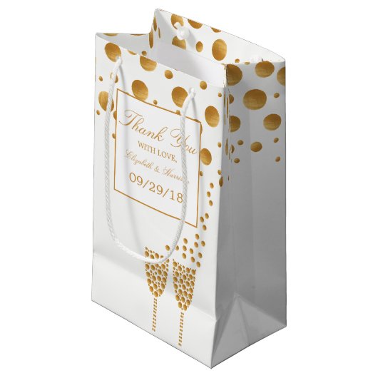 Gold Champagne Bubbles Wedding Klein Cadeauzakje (Voorkant Gekanteld)