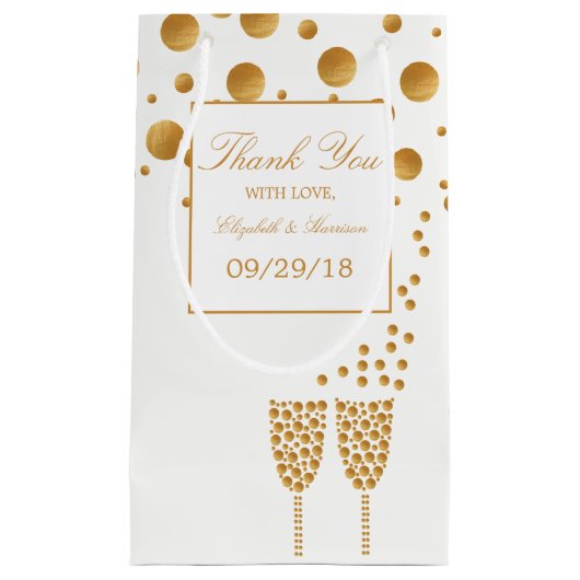 Gold Champagne Bubbles Wedding Klein Cadeauzakje (Voorkant)