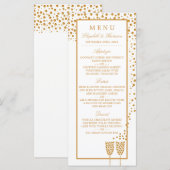 Gold Champagne Bubbles Wedding Menu (Voorkant / Achterkant)