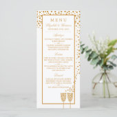 Gold Champagne Bubbles Wedding Menu (Staand voorkant)