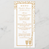 Gold Champagne Bubbles Wedding Menu (Voorkant)