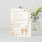 Gold Champagne Bubbles Wedding Menu (Staand voorkant)