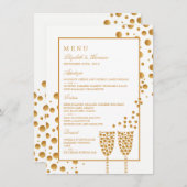 Gold Champagne Bubbles Wedding Menu (Voorkant / Achterkant)