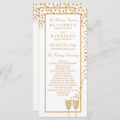 Gold Champagne Bubbles Wedding Programmakaart (Voorkant / Achterkant)