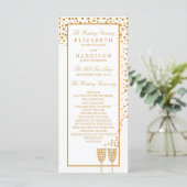 Gold Champagne Bubbles Wedding Programmakaart (Staand voorkant)