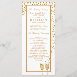 Gold Champagne Bubbles Wedding Programmakaart