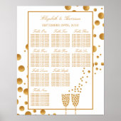 Gold Champagne Bubbles Wedding Seding Chart Poster (Voorkant)