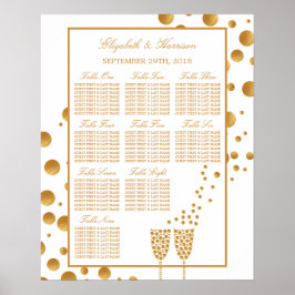 Gold Champagne Bubbles Wedding Seding Chart Poster