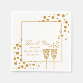 Gold Champagne Bubbles Wedding Servetten
