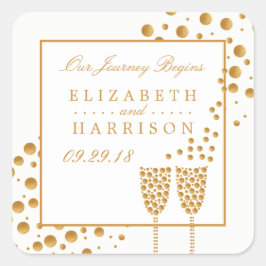 Gold Champagne Bubbles Wedding Vierkante Sticker