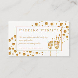Gold Champagne Bubbles Wedding Website Informatiekaartje