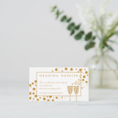 Gold Champagne Bubbles Wedding Website Informatiekaartje (Staand voorkant)