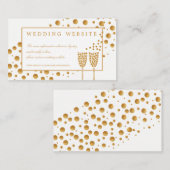 Gold Champagne Bubbles Wedding Website Informatiekaartje (Voorkant / Achterkant)