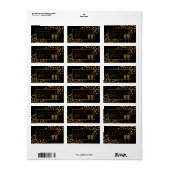 Gold Champagne Bubbles - zwart & goud - bruiloft Etiket (Full Sheet)