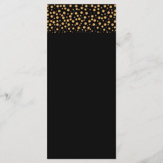 Gold Champagne Bubbles - zwart & goud - bruiloft Menu (Achterkant)