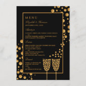 Gold Champagne Bubbles - zwart & goud - bruiloft Menu (Voorkant)
