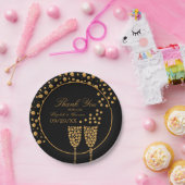 Gold Champagne Bubbles - zwart & goud - bruiloft Papieren Bordje (Feest)