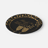 Gold Champagne Bubbles - zwart & goud - bruiloft Papieren Bordje (Gekanteld)