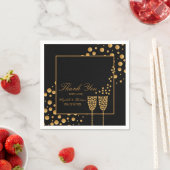 Gold Champagne Bubbles - zwart & goud - bruiloft Servet (Insitu)